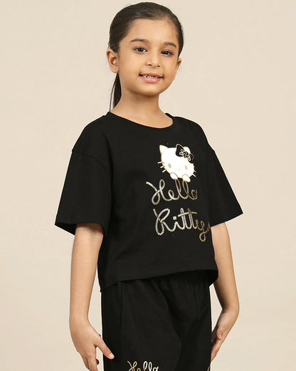 Hello Kitty Printed Boxy Fit Tshirt For Girls