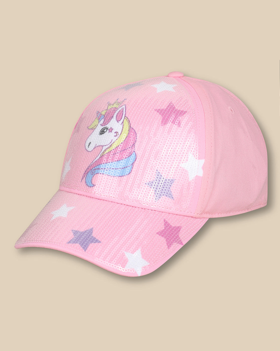 Kids Girls Printed Pink Caps