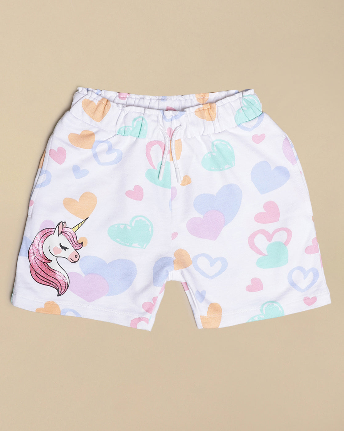 Unicorns Printed Regular Fit Shorts For Girls