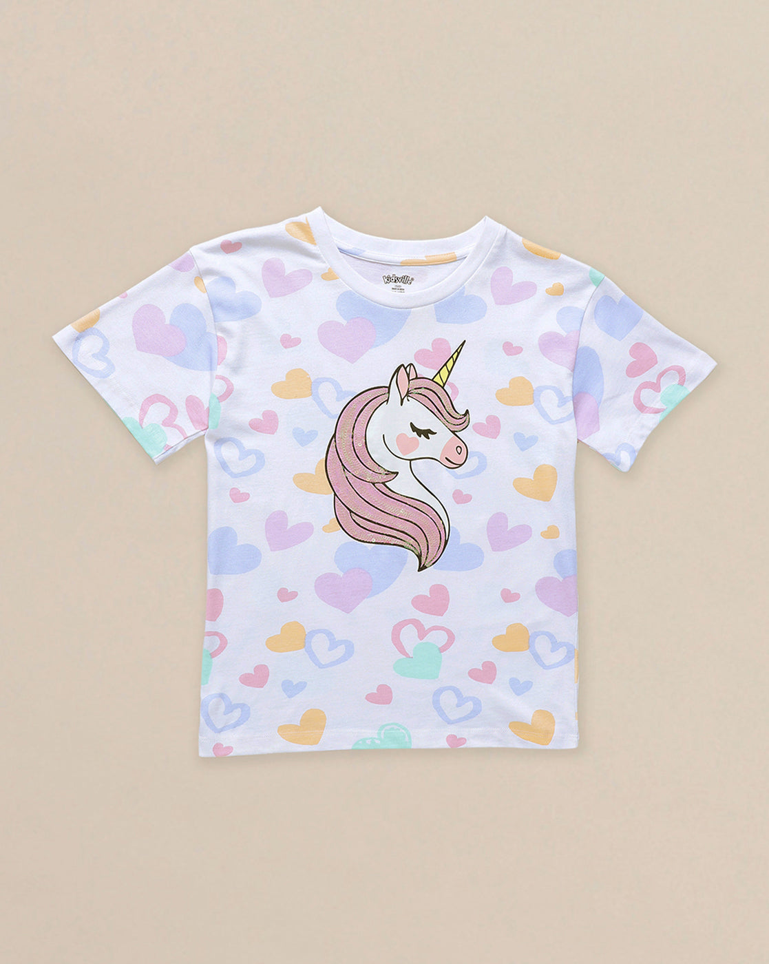 Unicorn Printed Relaxed Fit Tshirt For Girls