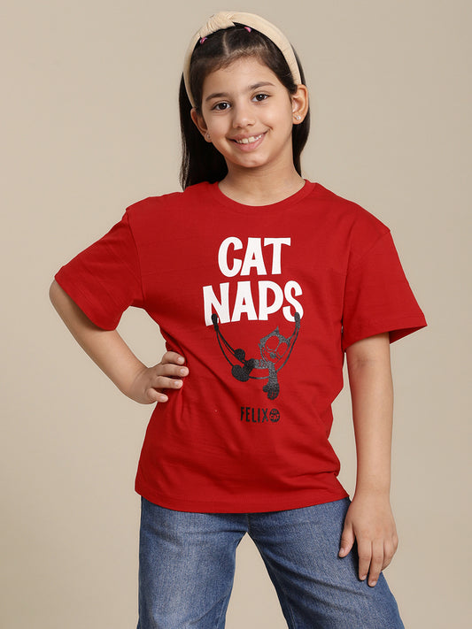 Felix The Cat Printed Relaxed Fit Tshirt For Girls