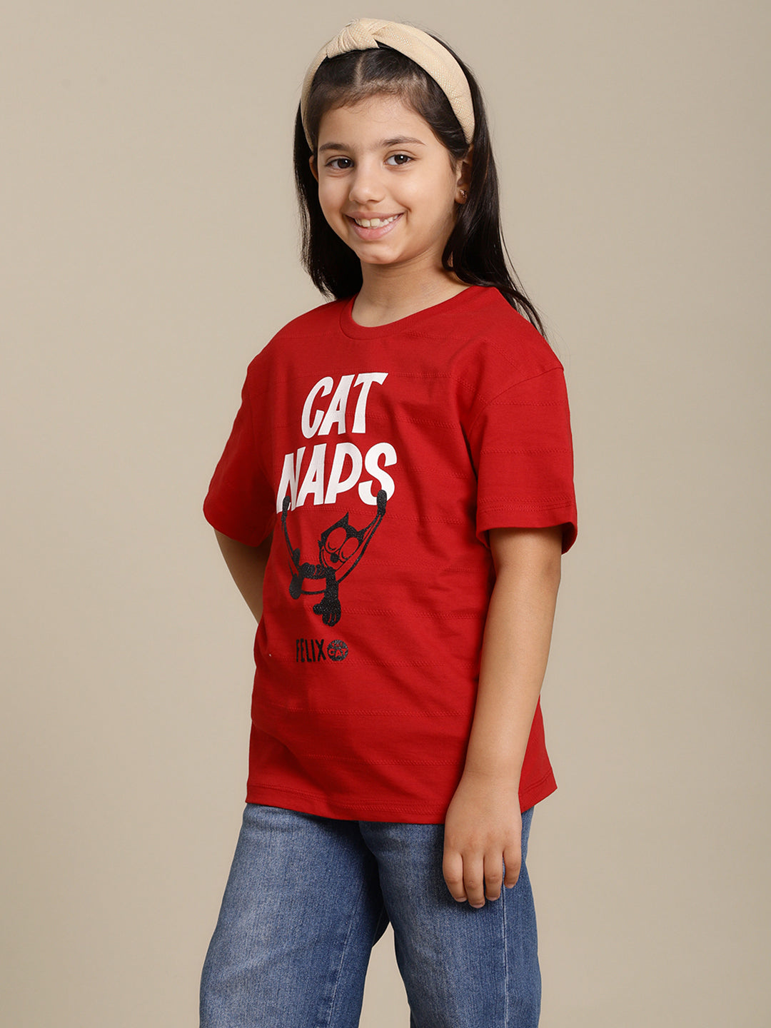 Felix The Cat Printed Relaxed Fit Tshirt For Girls