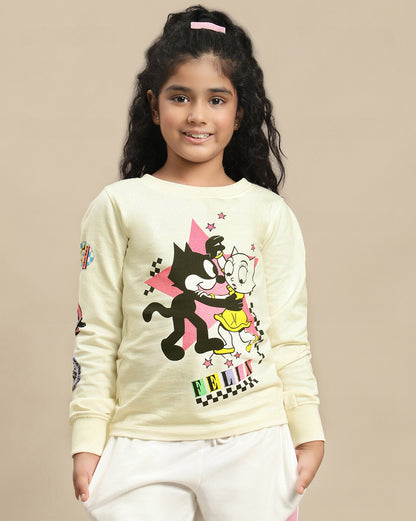 Felix The Cat Printed Relaxed Fit Tshirt For Girls