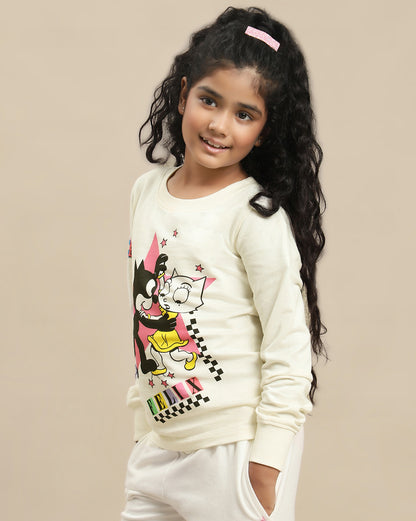 Felix The Cat Printed Relaxed Fit Tshirt For Girls