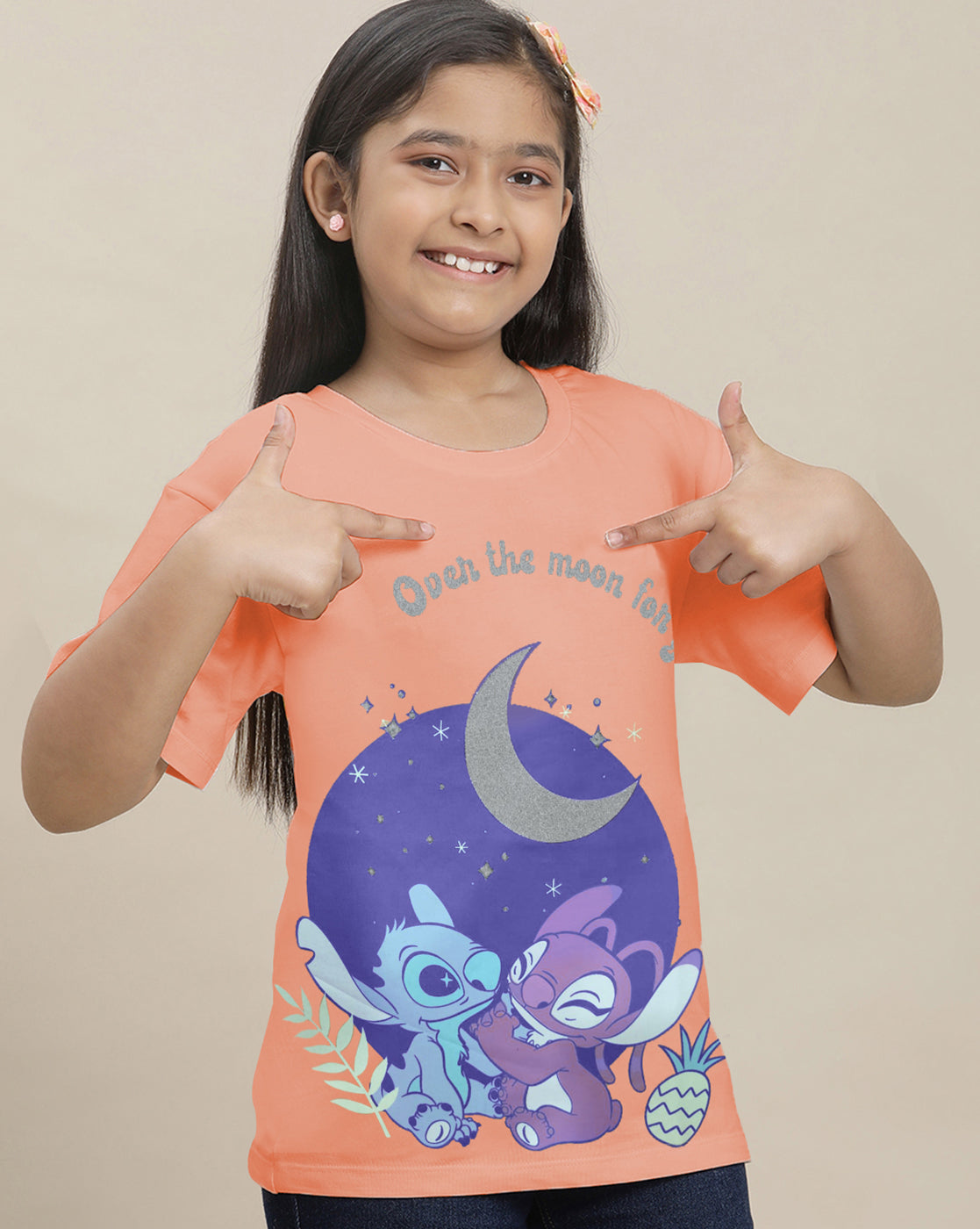 Lilo & Stitch Printed Relaxed Fit Tshirt For Girls