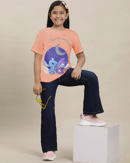 Lilo & Stitch Printed Relaxed Fit Tshirt For Girls