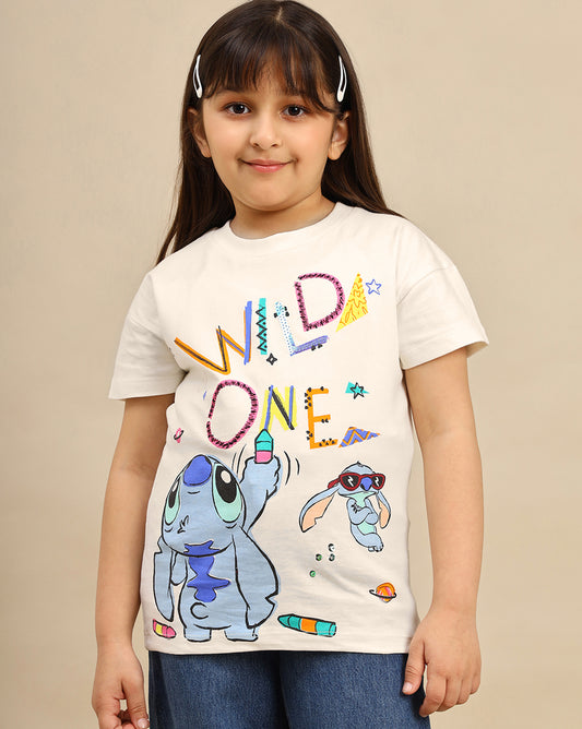 Lilo & Stitch Printed Regular Fit Tshirt For Girls