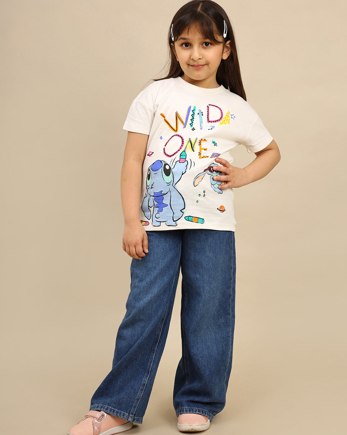 Lilo & Stitch Printed Regular Fit Tshirt For Girls