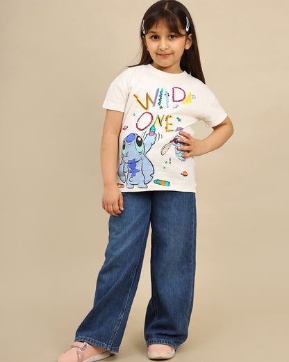 Lilo & Stitch Printed Regular Fit Tshirt For Girls