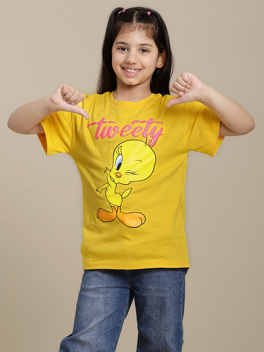 Looney Tunes Printed Relaxed Fit Tshirt For Girls