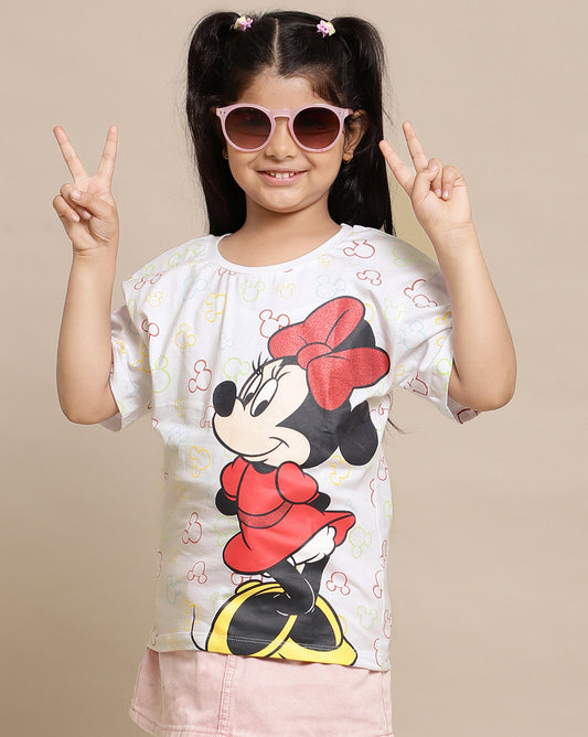 Mickey & Friends Printed Relaxed Fit Tshirt For Girls