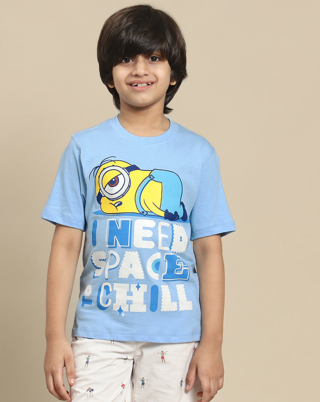 Minions Printed Regular Fit Tshirt For Boys