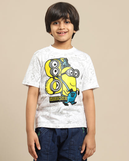 Minions Printed Regular Fit Tshirt For Boys