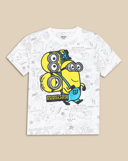 Minions Printed Regular Fit Tshirt For Boys