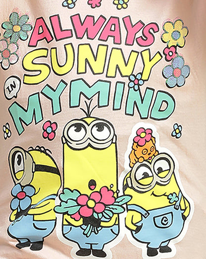 Minions Printed Relaxed Fit Tshirt For Girls