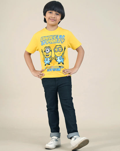 Minions Printed Regular Fit Tshirt For Boys