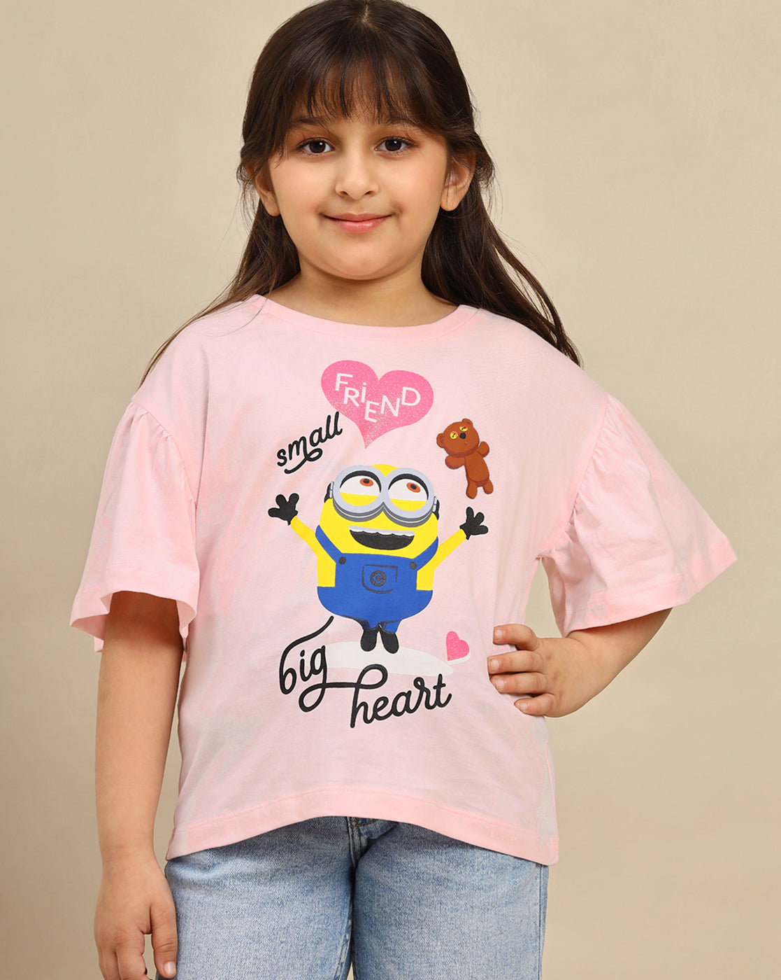 Minions Printed Relaxed Fit Tshirt For Girls