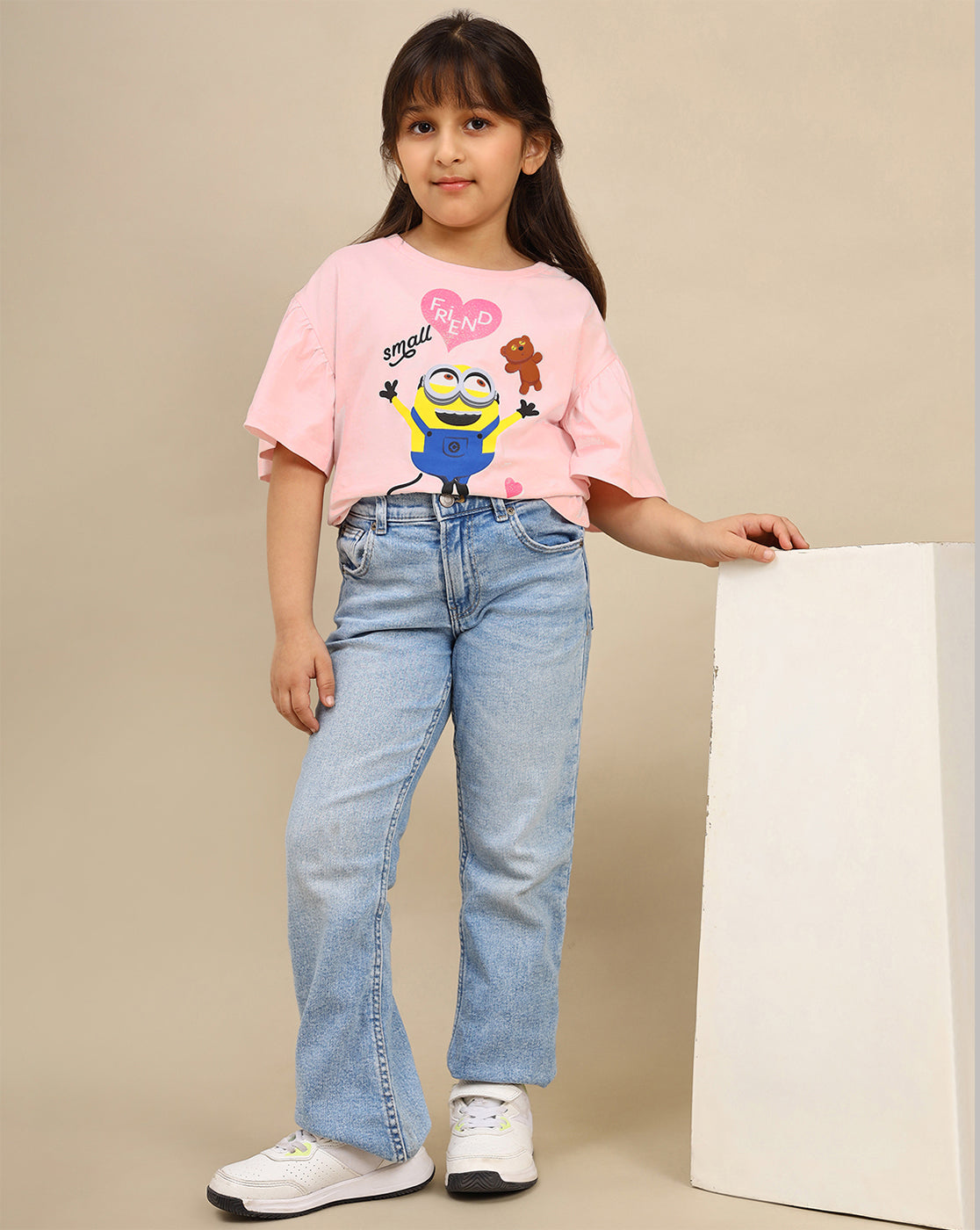 Minions Printed Relaxed Fit Tshirt For Girls