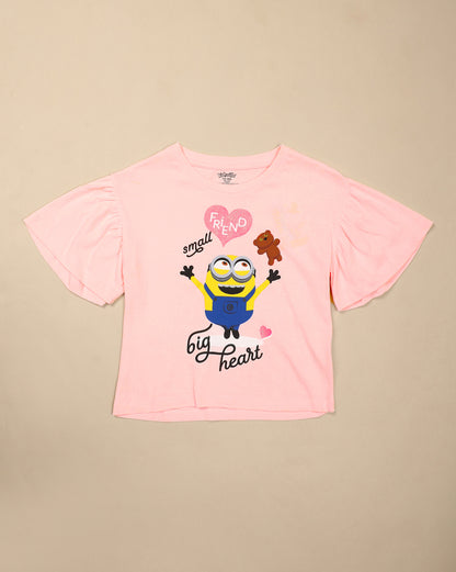 Minions Printed Relaxed Fit Tshirt For Girls