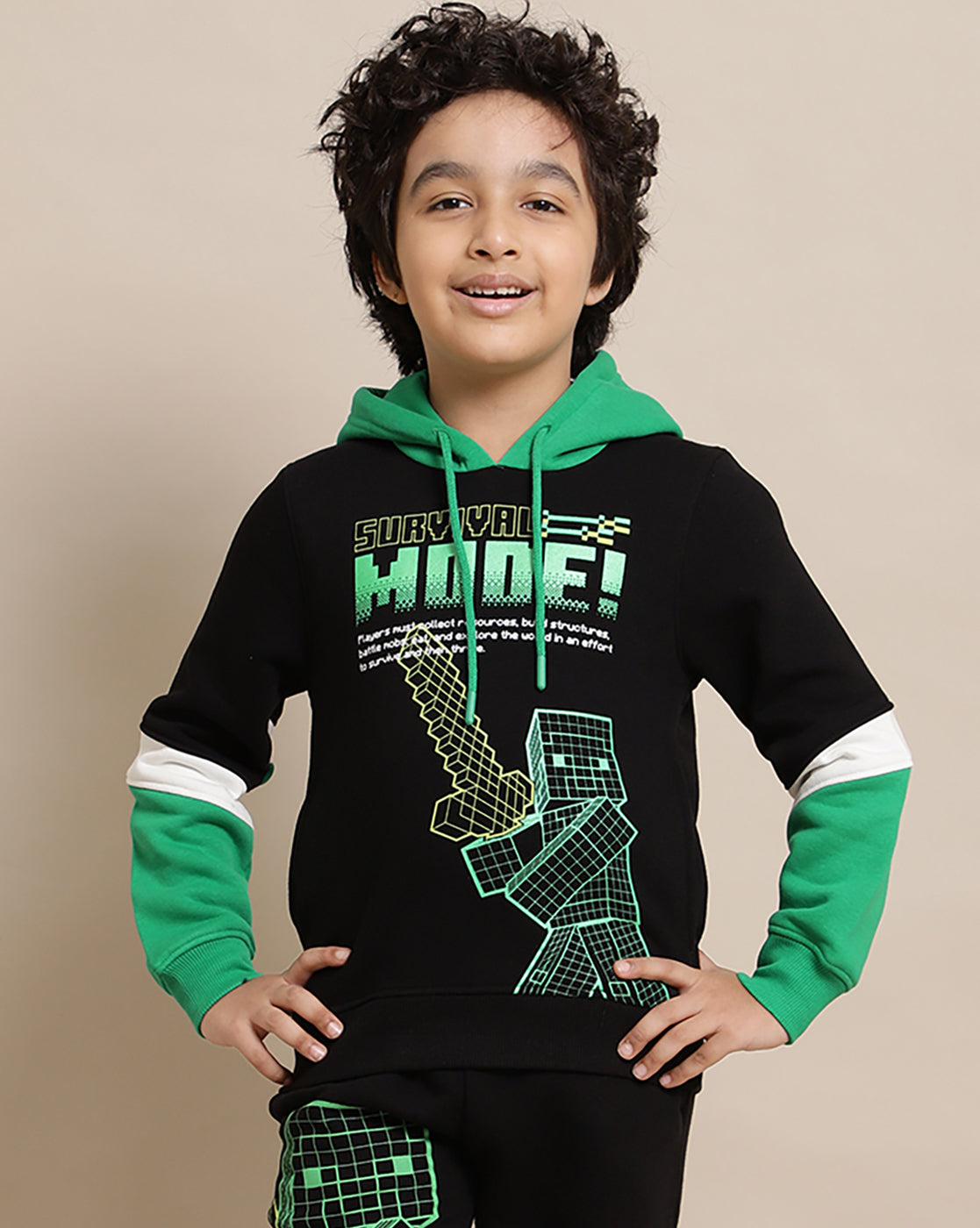 Minecraft Printed Regular Fit Hoodie For Boys