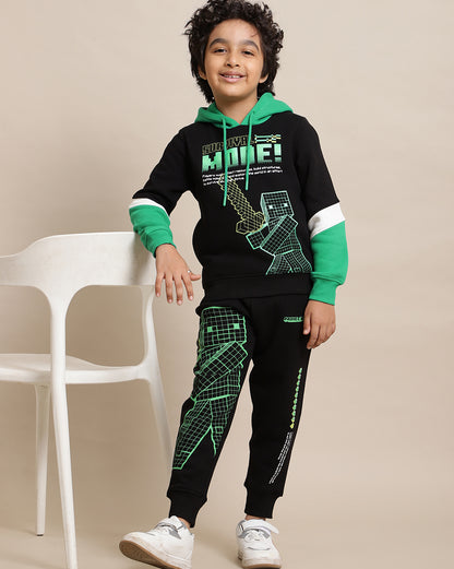 Minecraft Printed Regular Fit Hoodie For Boys