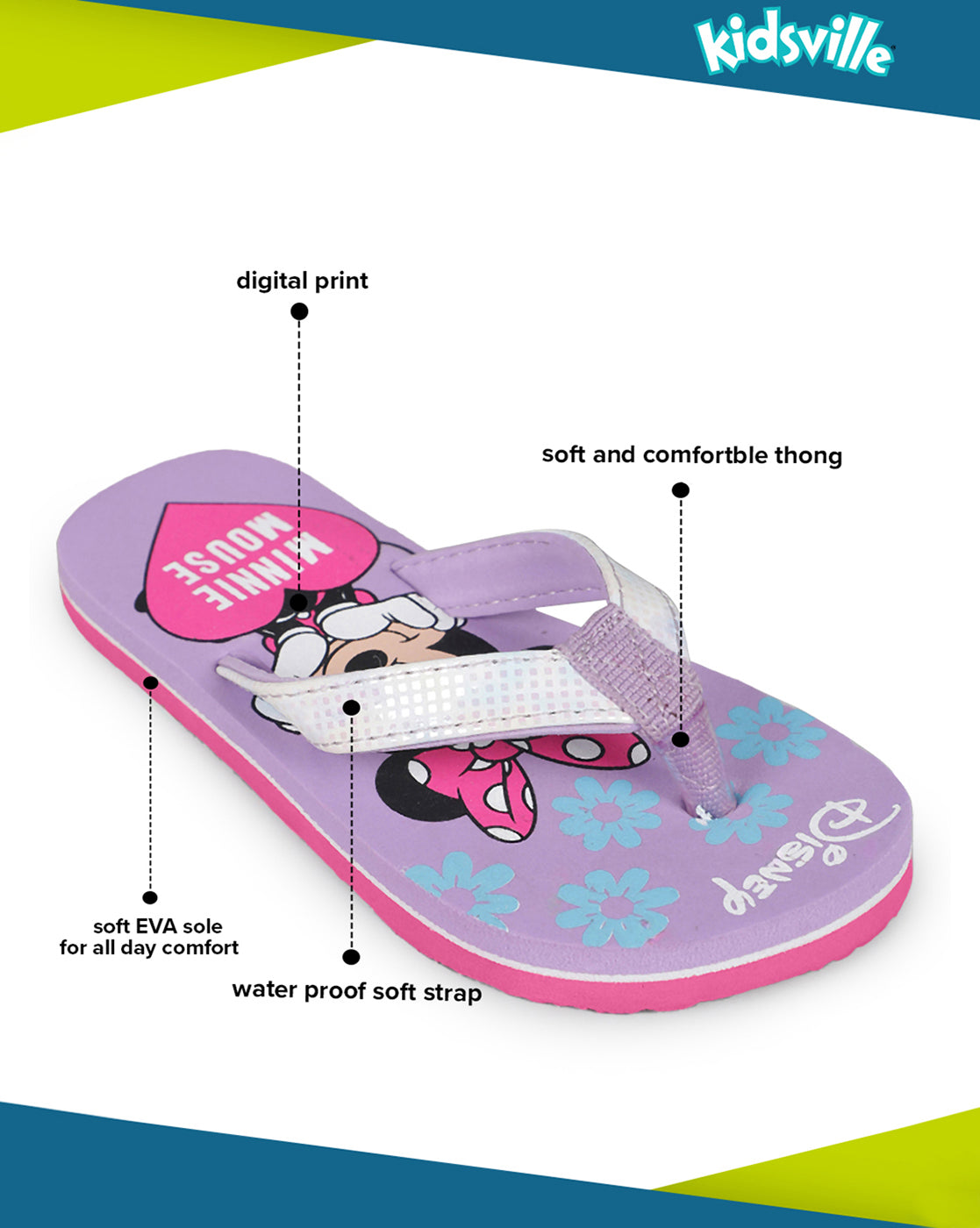 Minnie Flip-Flops For Kids Girls