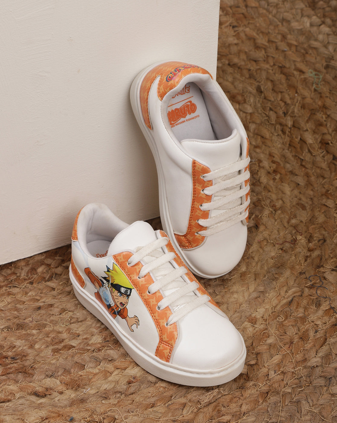 Kids Boys Naruto Printed White/Orange Shoes