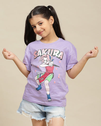 Naruto Printed Relaxed Fit Tshirt For Girls