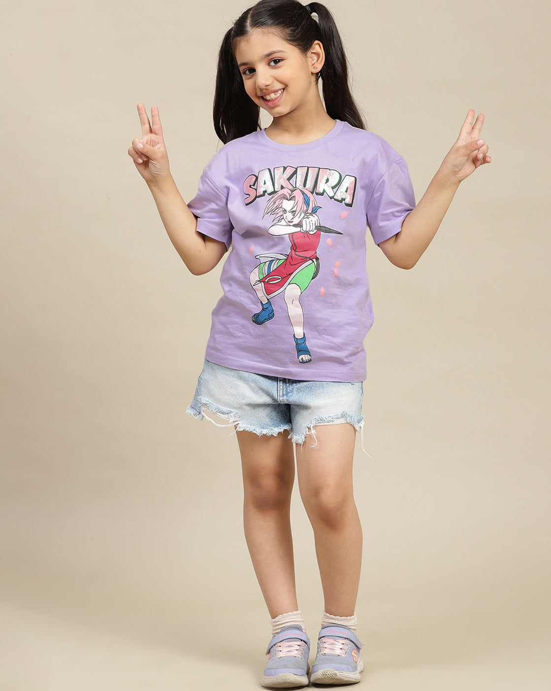 Naruto Printed Relaxed Fit Tshirt For Girls