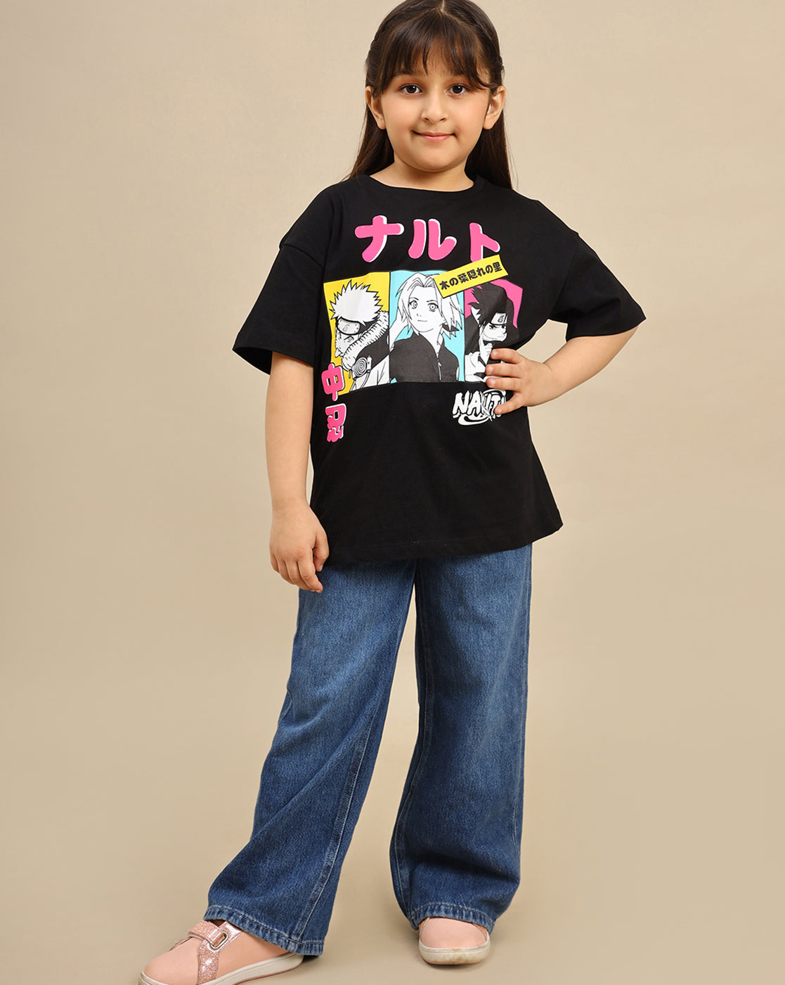 Naruto Printed Oversized Tshirt For Girls