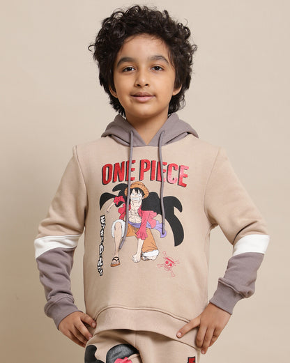 One Piece Printed Regular Fit Hoodie For Boys