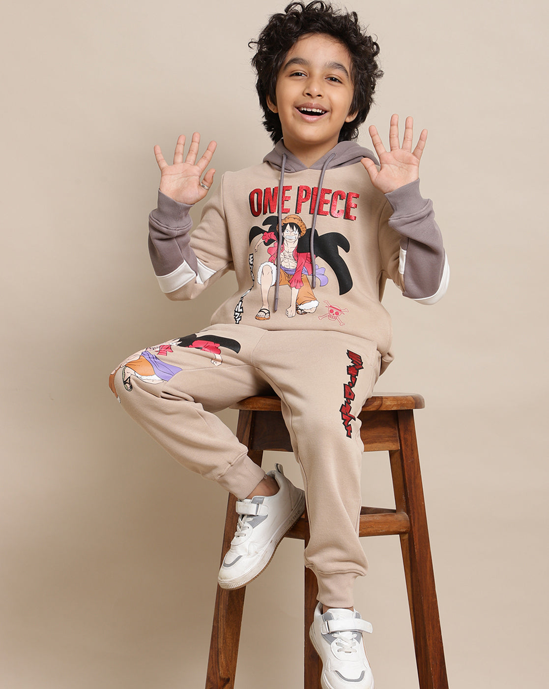 One Piece Printed Regular Fit Hoodie For Boys