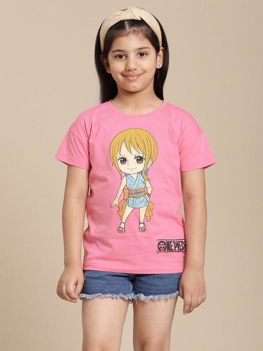 One Piece Printed Relaxed Fit Tshirt For Girls