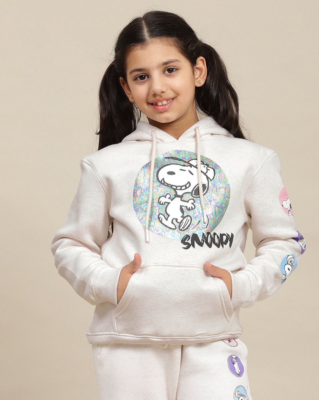 Peanuts Printed Regular Fit Hoodie For Kids Girls