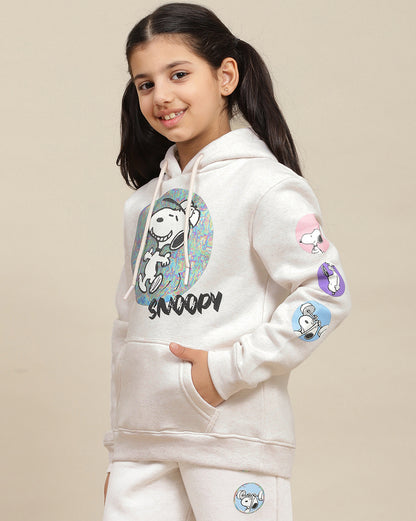 Peanuts Printed Regular Fit Hoodie For Kids Girls