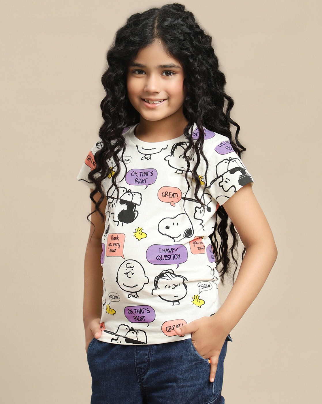 Peanuts Printed Regular Fit Tshirt For Girls