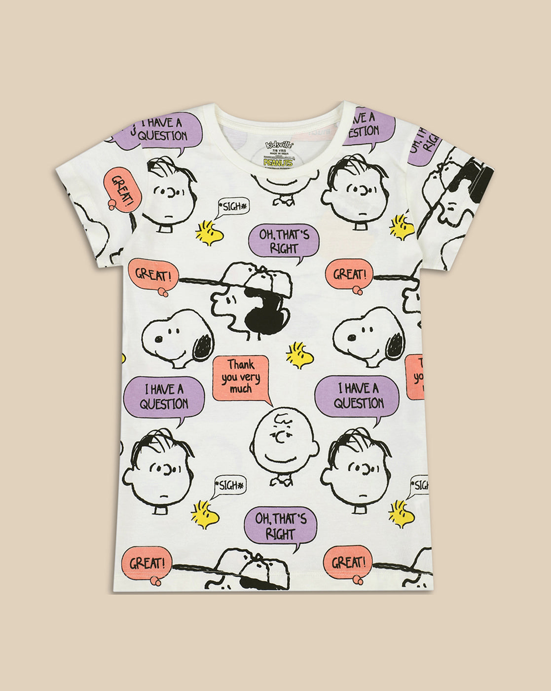 Peanuts Printed Regular Fit Tshirt For Girls