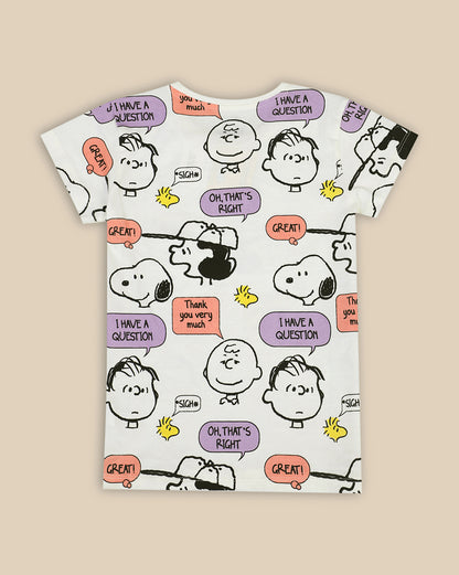 Peanuts Printed Regular Fit Tshirt For Girls