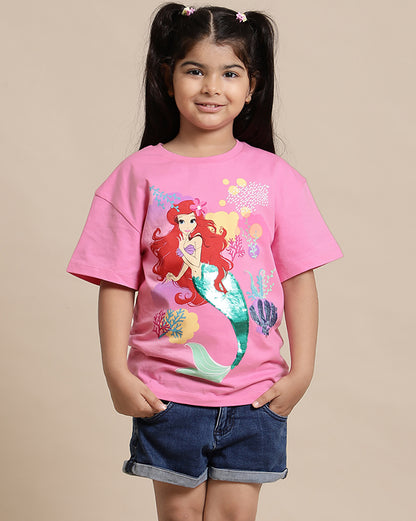 Disney Princess Printed Relaxed Fit Tshirt For Girls