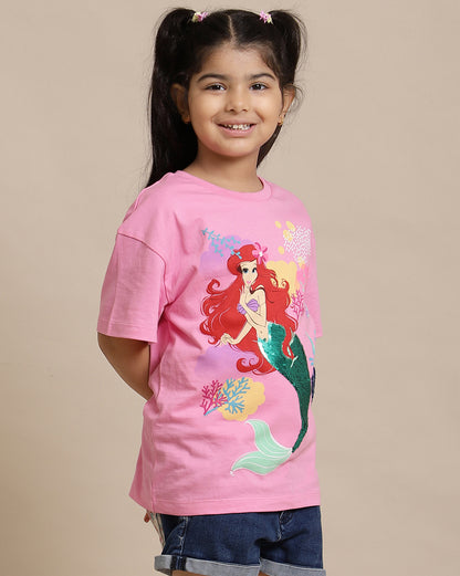 Disney Princess Printed Relaxed Fit Tshirt For Girls