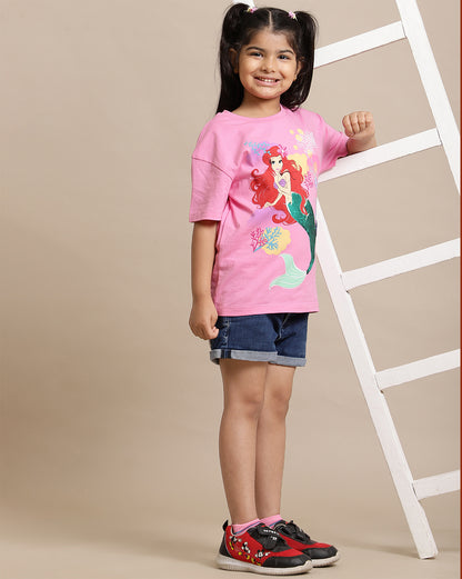 Disney Princess Printed Relaxed Fit Tshirt For Girls