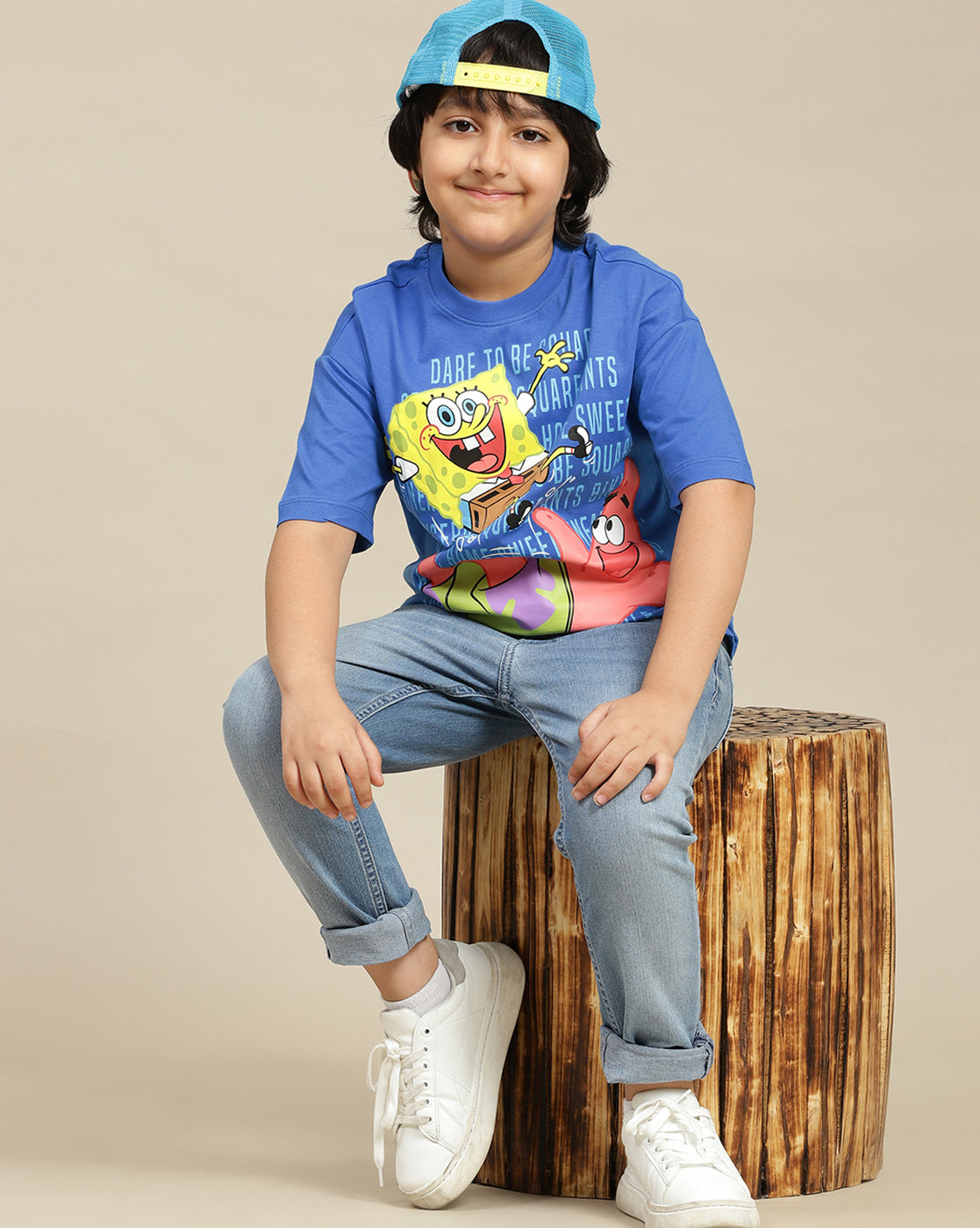 Sponge Bob Squarepants Printed Oversized Tshirt For Boys