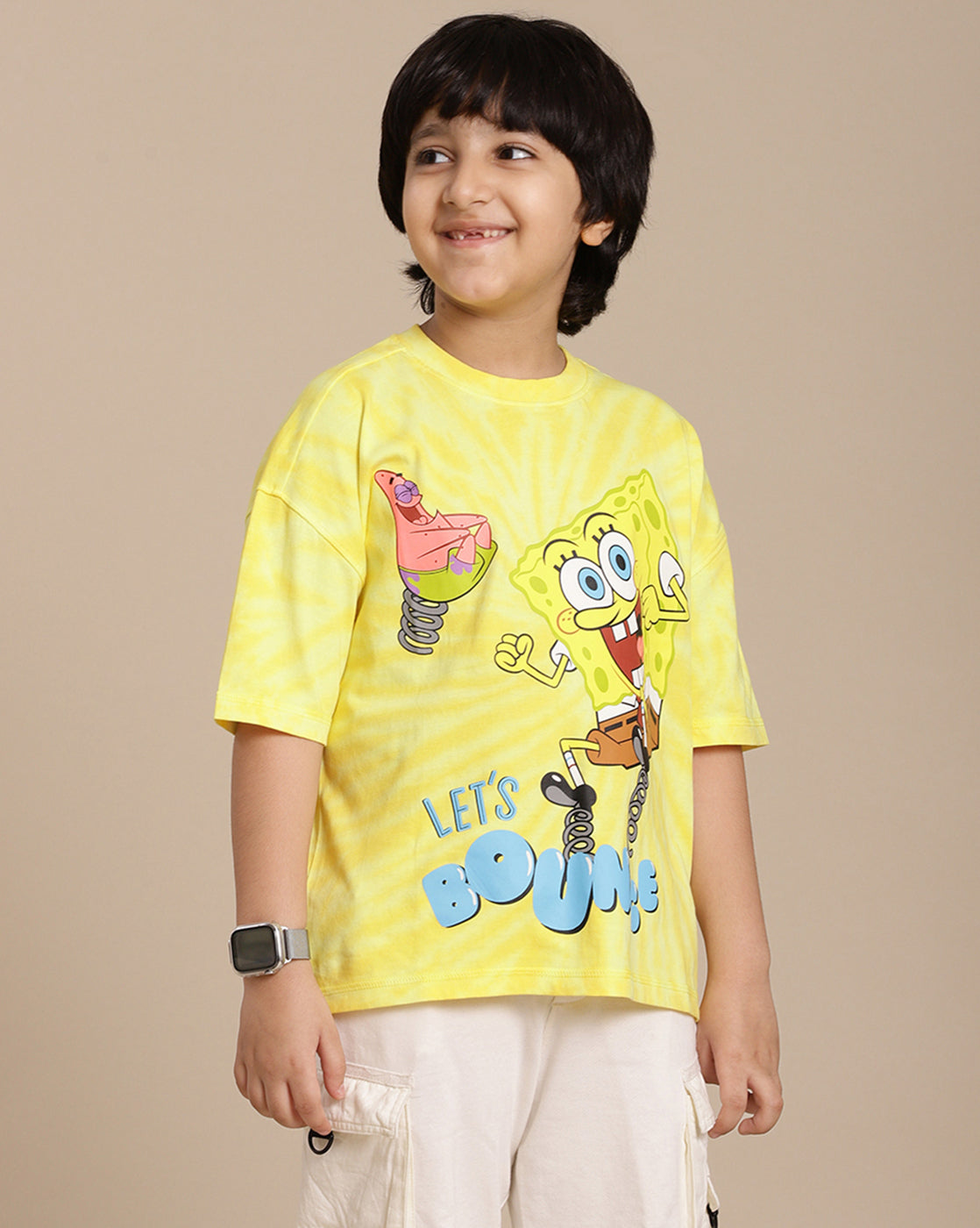 Sponge Bob Squarepants Printed Oversize Tshirt For Boys