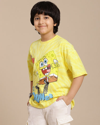 Sponge Bob Squarepants Printed Oversize Tshirt For Boys