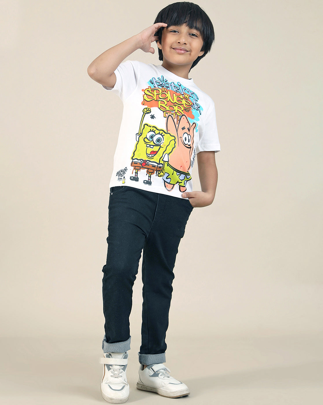 Sponge Bob Squarepants Printed Regular Fit Tshirt For Boys