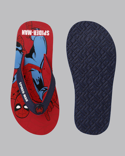 Kids Boys Spiderman Printed Red Flip Flops