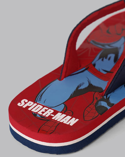 Kids Boys Spiderman Printed Red Flip Flops