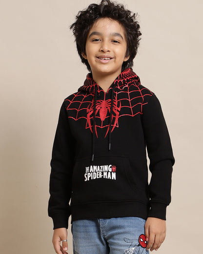 Spiderman Printed Regular Fit Hoodie For Boys