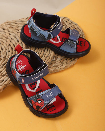 Kids Boys Spiderman Printed Blue Sandals