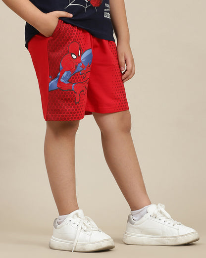 Spiderman Printed Regular Fit Shorts For Boys